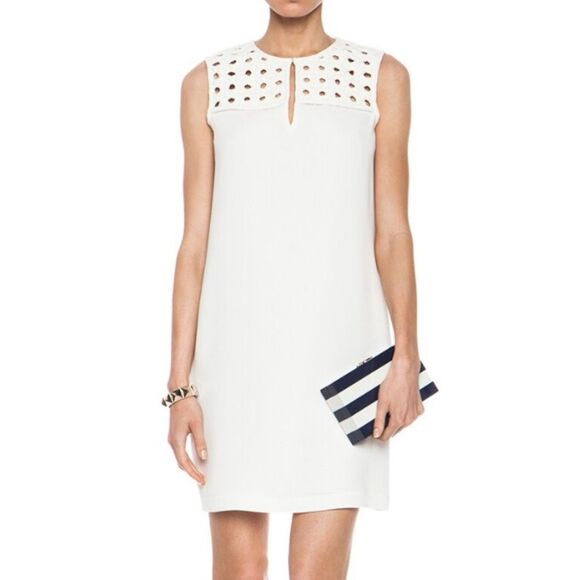 Diane Von Furstenberg Hope Triacetate-Blend Cream Woven Shift Dress, Size 6 - Picture 1 of 12